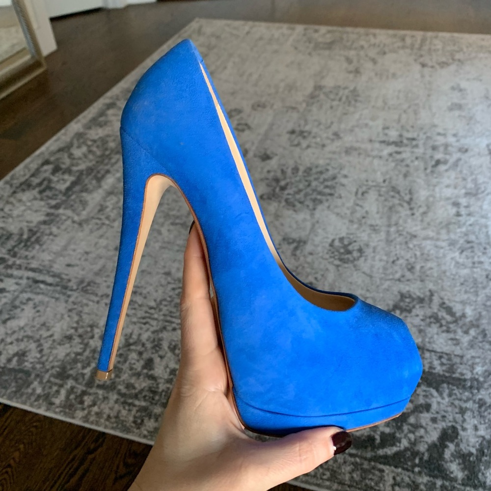 Giuseppe Zanotti Blue Suede Platform Pumps Size 8.5
